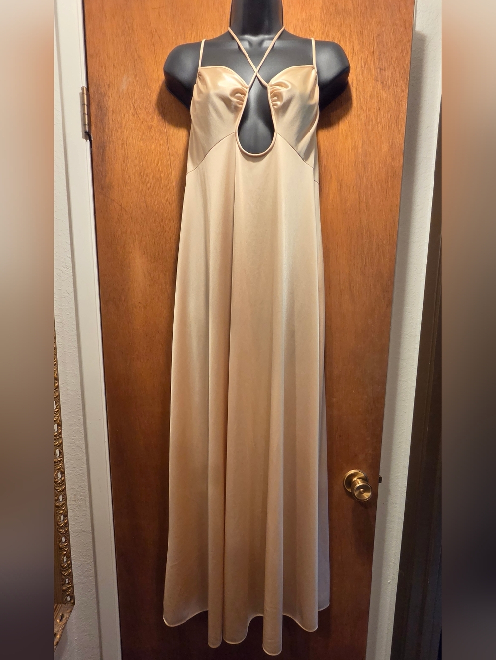 Vintage 70's JC Penny Elegant Cream Slip Chemise Dress SzM - Picture 2 of 12